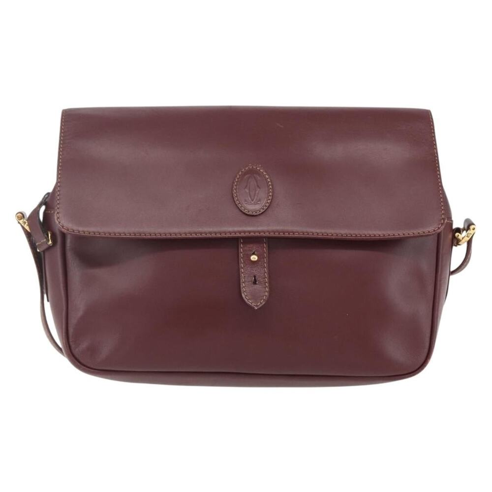 Cartier Leather Must Line Shoulder Bag Bordeaux Gold